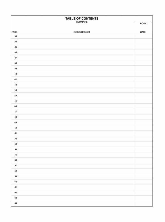 Table Of Contents Blank Template Luxury Blank Table Contents Printable
