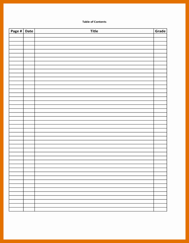 Table Of Contents Blank Template Unique 2 3 Free Table Of Contents Template