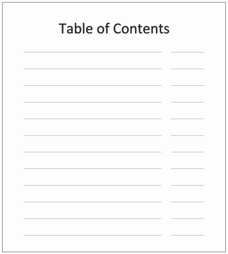 Table Of Contents Blank Template Unique Microsoft Word Table Of Contents Template Blank