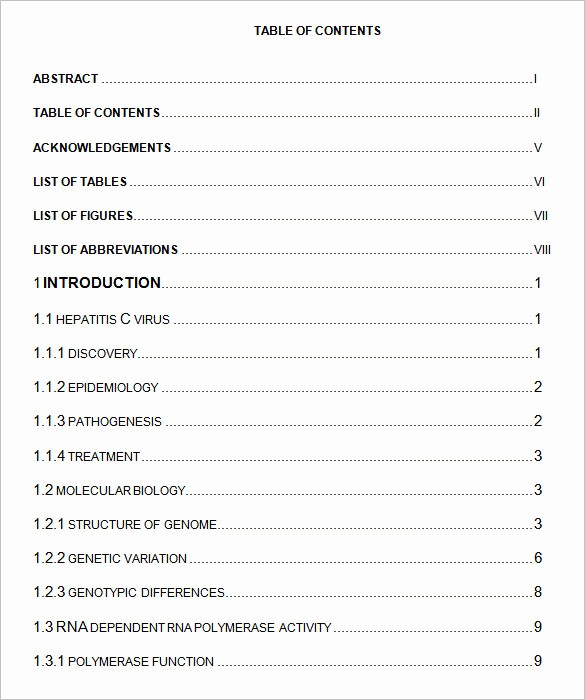 Table Of Contents Blank Template Unique Word Table Templates Free
