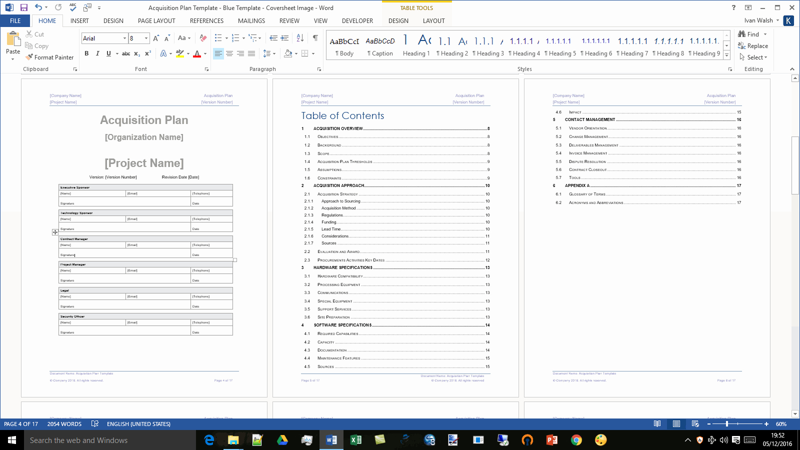 Table Of Contents Excel Template Beautiful Acquisition Plan Template – Ms Word &amp; Excel