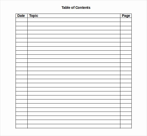 Table Of Contents Excel Template New 22 Table Of Contents – Pdf Doc
