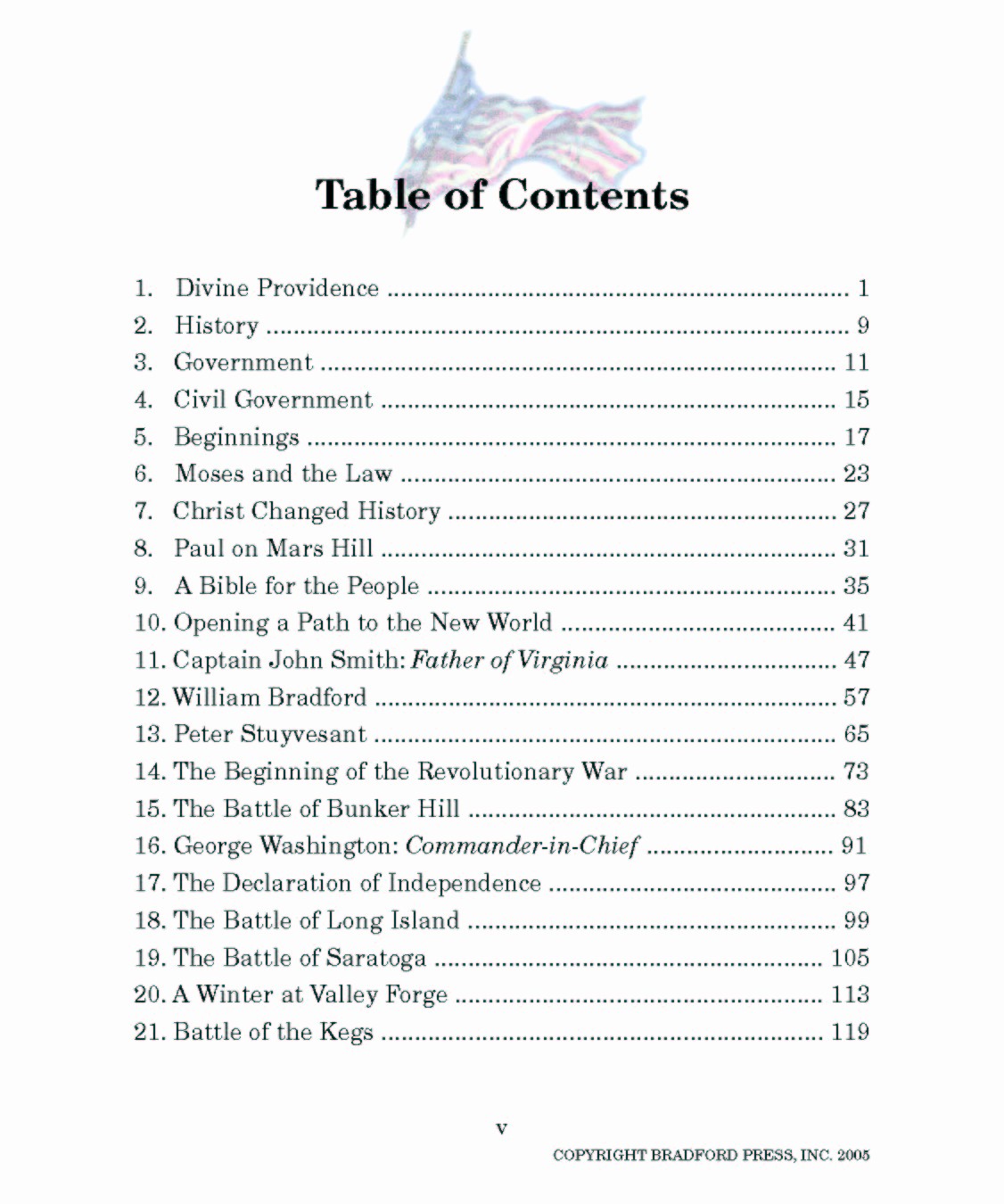 Table Of Contents Sample Page Best Of Divine Providence Table Of Contents Bradford Press