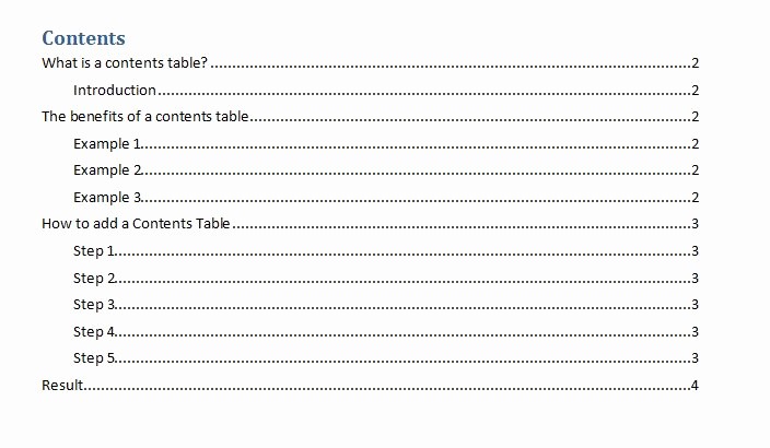 Table Of Contents Sample Page Best Of How to Insert A Contents Table In Word 2007 Outofhoursadmin