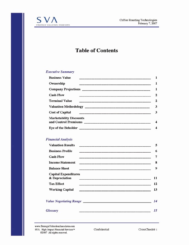 Table Of Contents Sample Page Fresh Table Contents Template