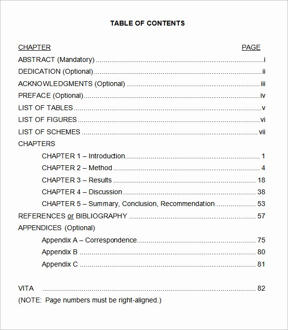 Table Of Contents Sample Page Unique 22 Table Of Contents – Pdf Doc