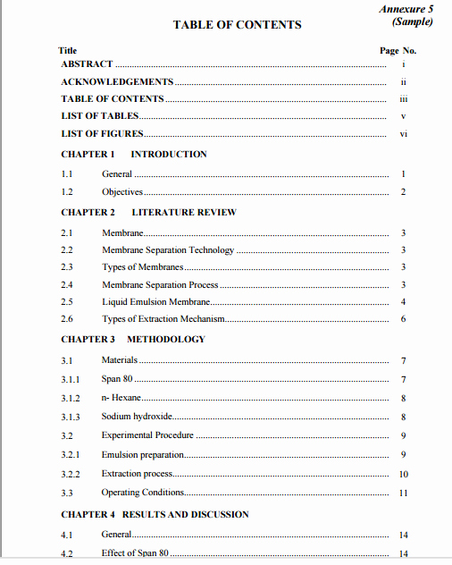 Table Of Contents Sample Page Unique formatting How to Prepare Table Of Content In the Given