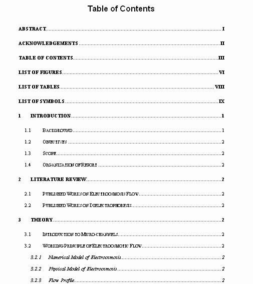 Table Of Contents Template Pdf Awesome Samples Thkthink