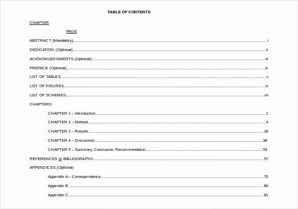 Table Of Contents Template Pdf Unique 22 Table Of Contents – Pdf Doc