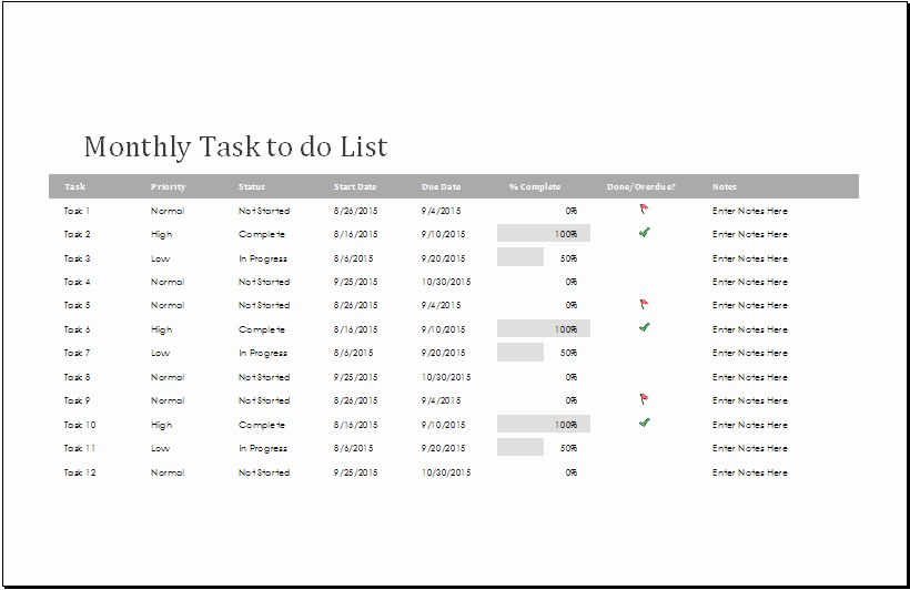 Task to Do List Template Beautiful Ms Excel Monthly Tasks to Do List Template