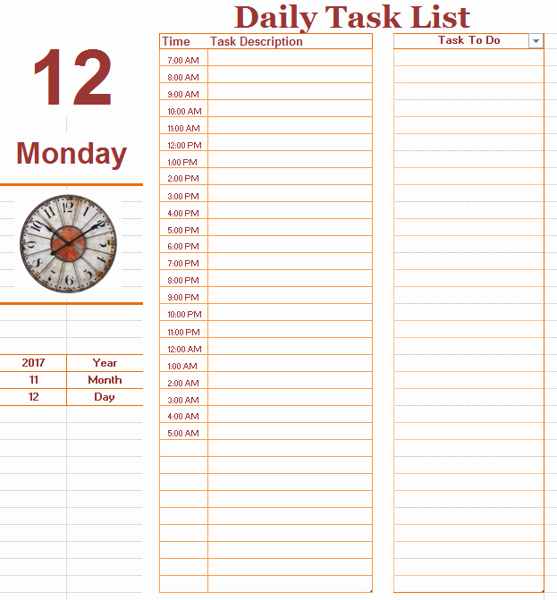 Task to Do List Template Lovely Daily to Do Task List Template Ms Fice Documents
