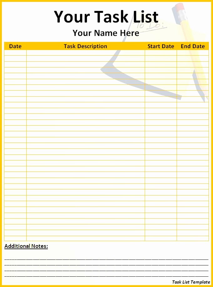 Task to Do List Template Lovely Task List Template Word Excel formats