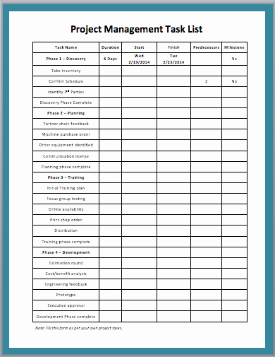 Task to Do List Template Unique 9 Best Of Project Templates Printable List Free