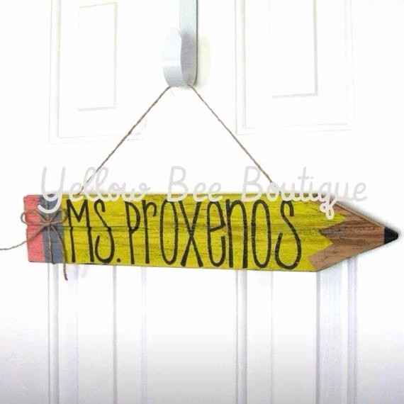 Teacher Name Signs for Classroom New Teacher Name Plate Teacher Sign Pencil Sign by Bour Rs