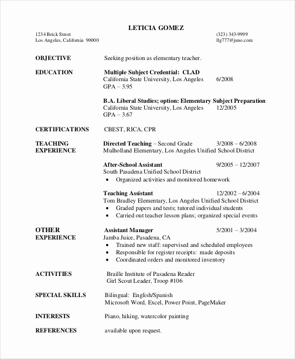 Teacher Resume format In Word Beautiful First Year Teacher Resume Template Best Resume Collection
