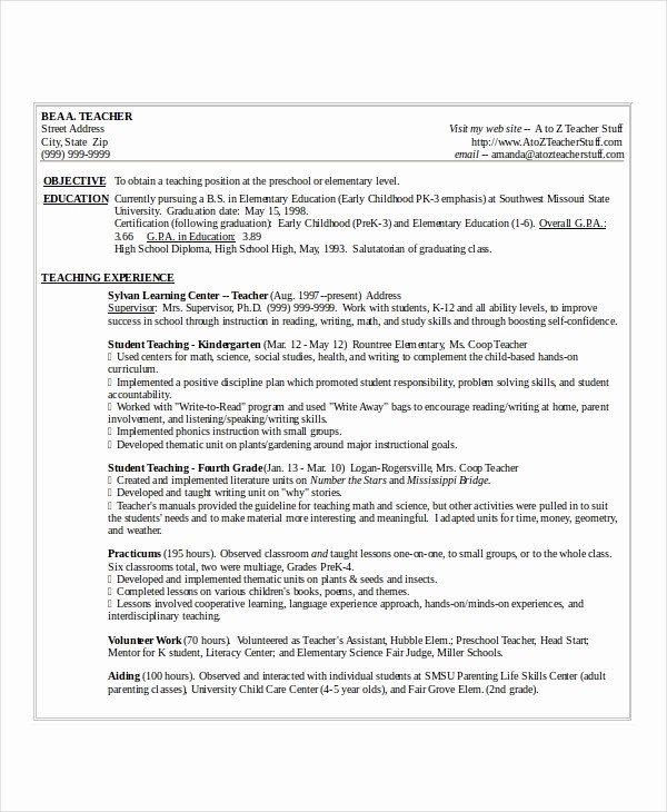 Teacher Resume format In Word Unique Resume Template Word 10 Free Word Documents Download