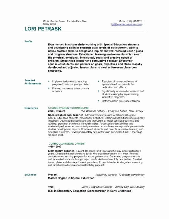 Teacher Resume Template Free Download Awesome Teacher Resume Templates