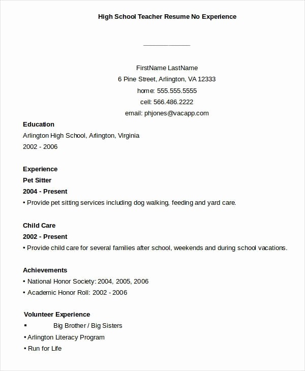 Teacher Resume Template Free Download Best Of Teacher Resume with No Experience Best Resume Collection