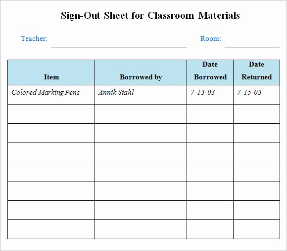 Teacher Sign In Sheet Template Awesome Sign Out Sheet Template – 9 Free Samples Examples format