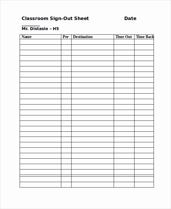 Teacher Sign In Sheet Template Beautiful 9 Classroom Sign Out Sheets