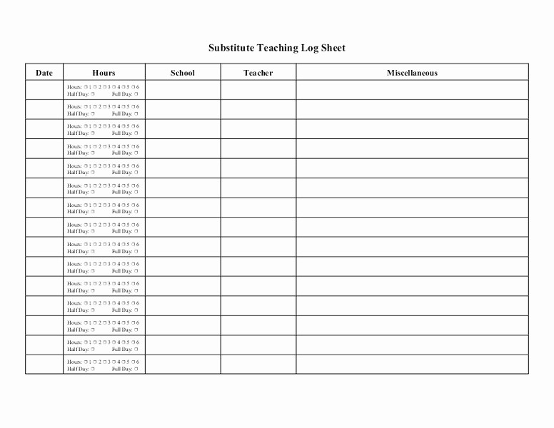 Teacher Sign In Sheet Template Luxury Substitute Teaching Log Sheet Printables &amp; Template for