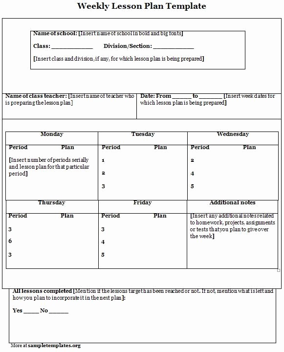 Teacher Weekly Lesson Plan Template Best Of Weekly Lesson Plan Template