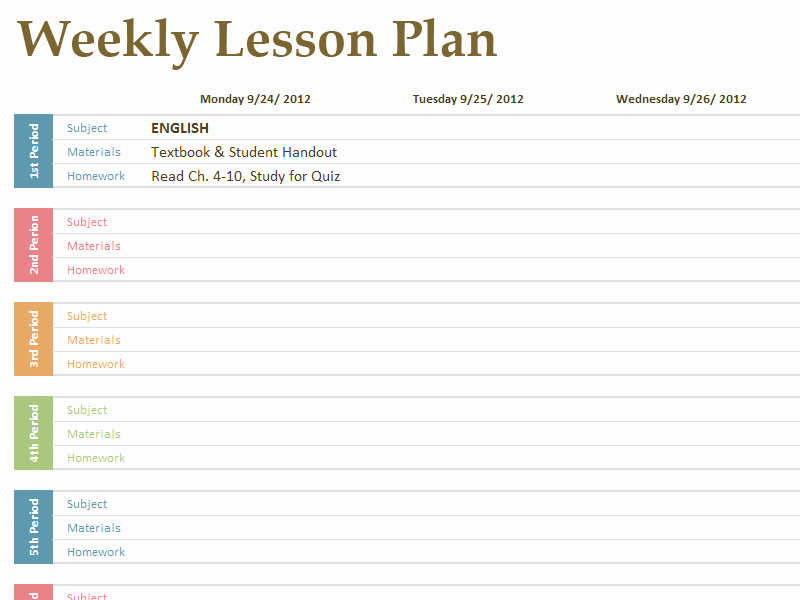 Teacher Weekly Lesson Plan Template Elegant Printable Lesson Plan Template Free to