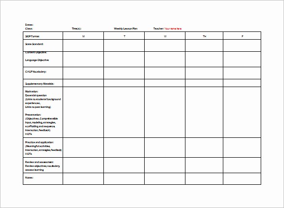 Teacher Weekly Planner Template Download Luxury Teacher Lesson Plan Template 8 Free Sample Example