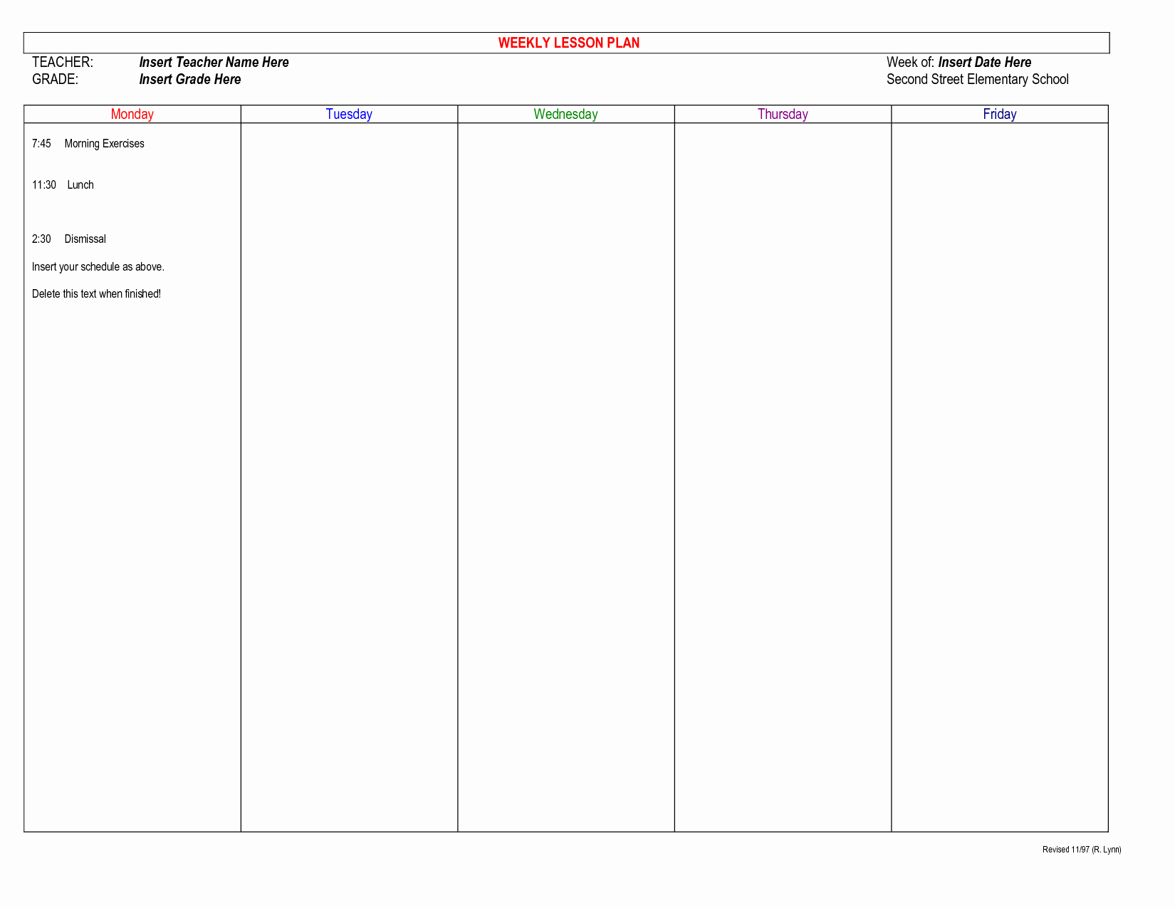Teacher Weekly Planner Template Download New 6 Best Of Teacher Planner Free Printable Templates
