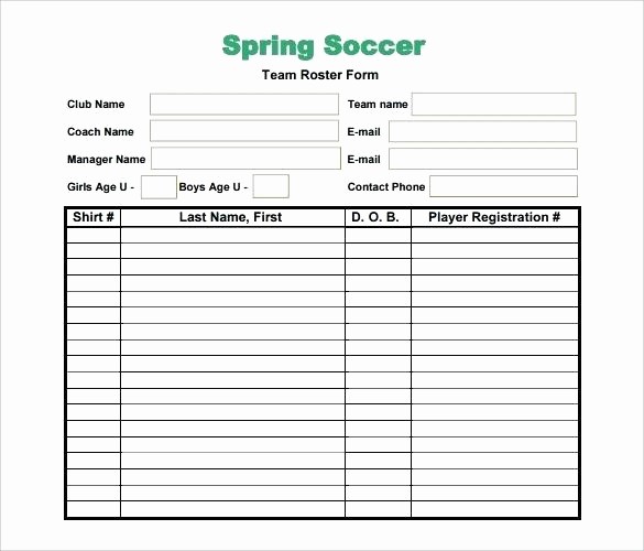 Team Snack Sign Up Sheet Luxury Sample soccer Team Roster 9 Documents In Word Class List