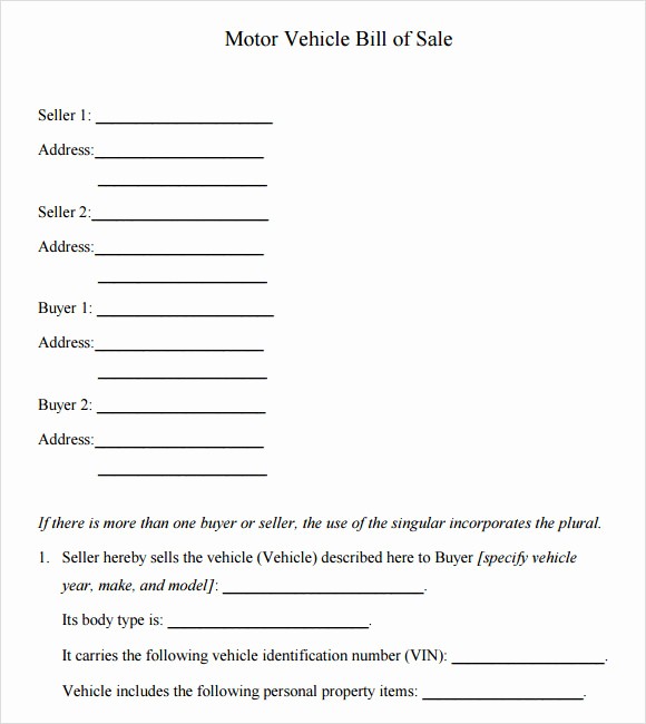 Template Bill Of Sale Car Inspirational 14 Sample Vehicle Bill Of Sales – Pdf Word