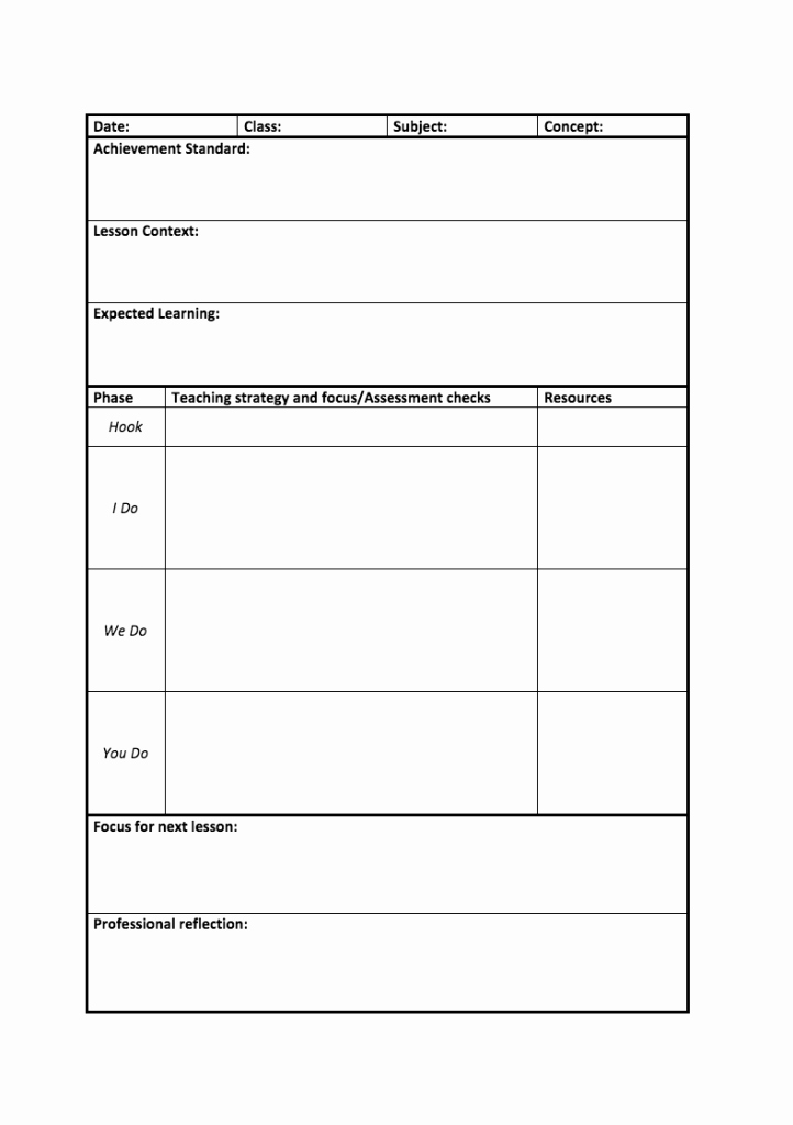 Template for A Lesson Plan Awesome Lesson Plan Template