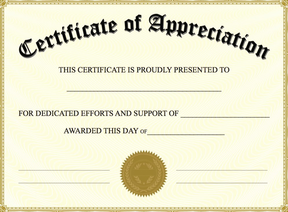 Template for Certificate Of Appreciation Awesome Certificate Appreciation Template Free Printable 10