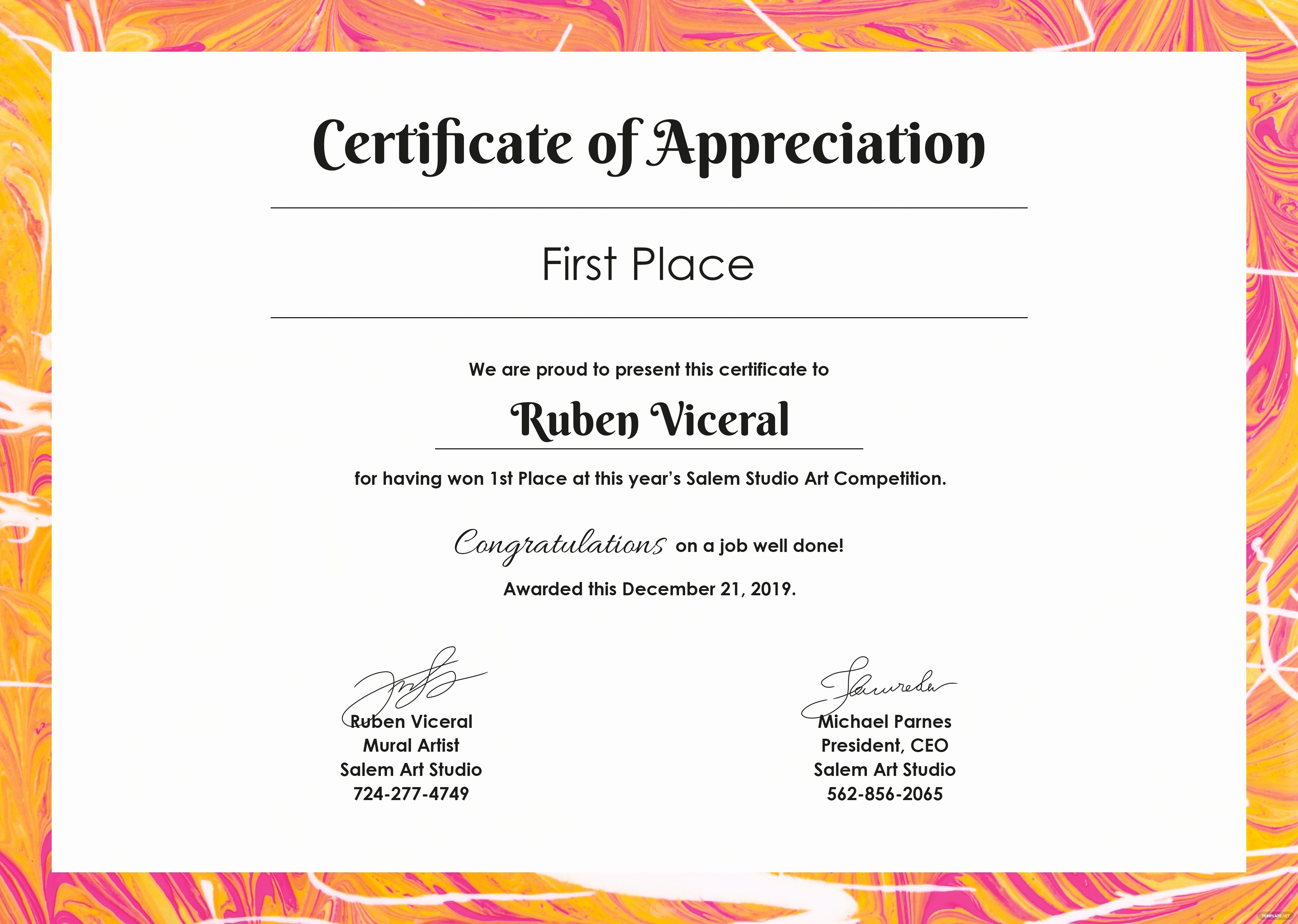 Template for Certificate Of Appreciation Best Of Free Appreciation Certificate Template In Adobe Shop