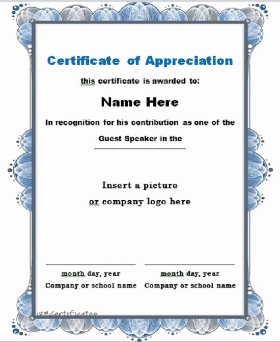 Template for Certificate Of Appreciation Inspirational 30 Free Certificate Of Appreciation Templates and Letters