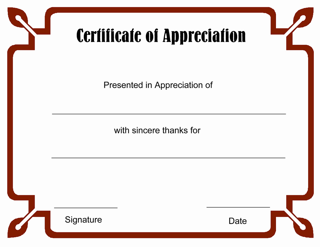 Template for Certificate Of Appreciation Inspirational Best S Free Printable Blank Certificate