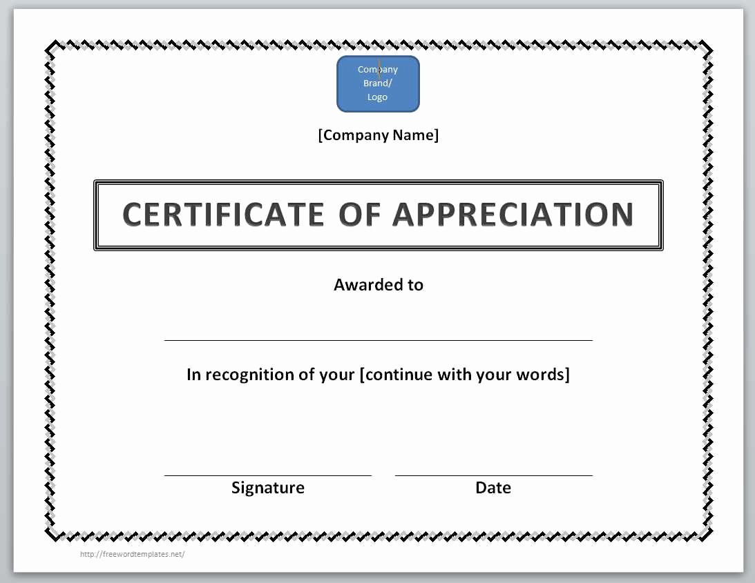 Template for Certificate Of Appreciation New 13 Free Certificate Templates for Word