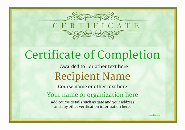 Template for Certificate Of Completion Beautiful Certificate Of Pletion Free Quality Printable
