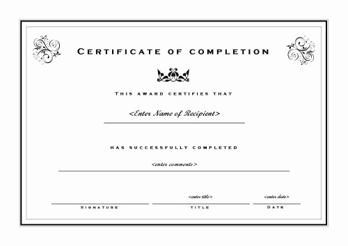 Template for Certificate Of Completion Best Of Certificate Of Pletion 002