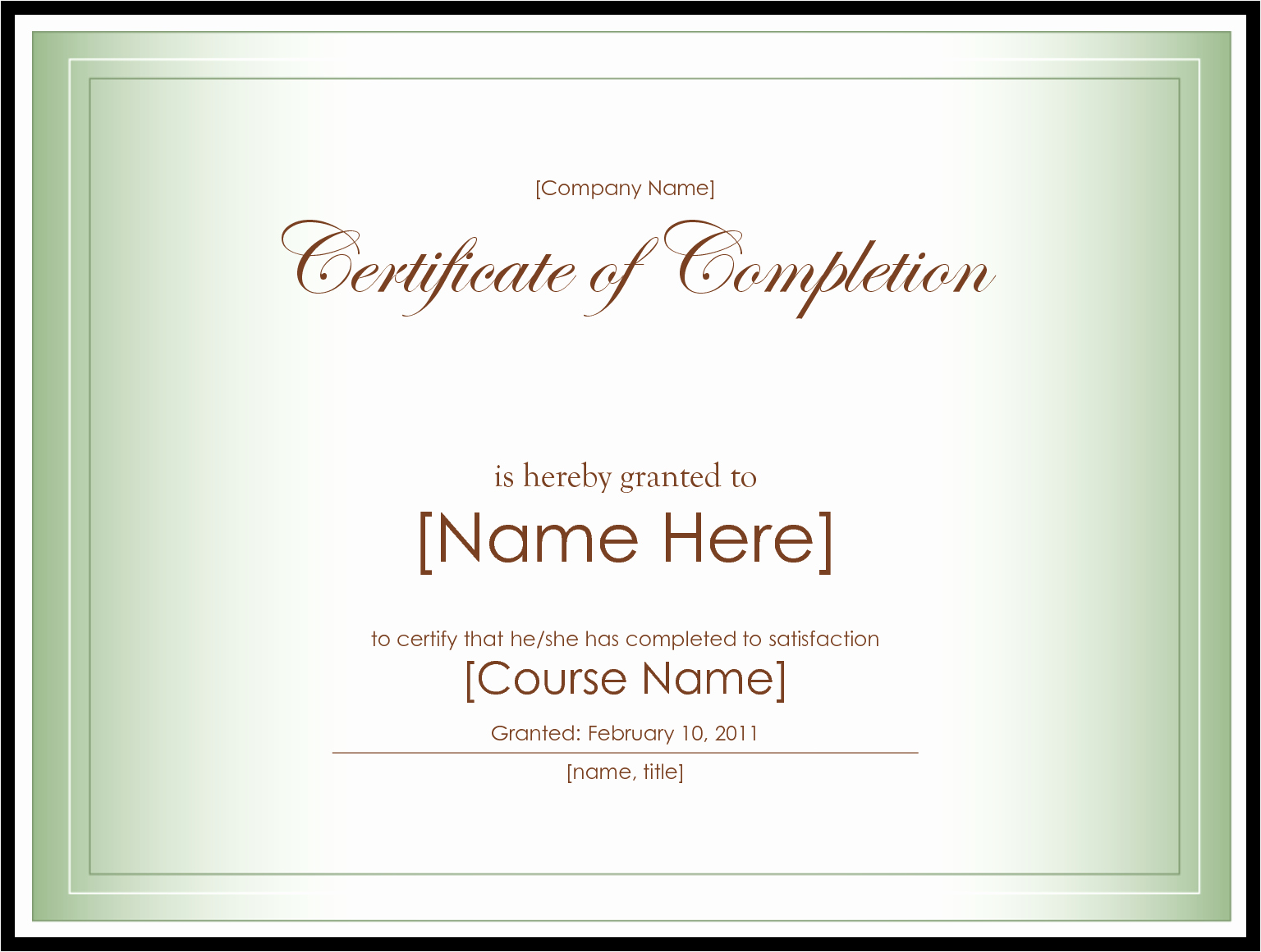 Template for Certificate Of Completion Elegant 10 Best Certificate Pletion Template Blank