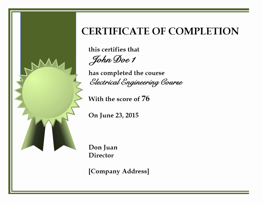 Template for Certificate Of Completion Lovely 10 Certificate Of Pletion Templates Word Excel Pdf