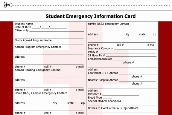 Template for Emergency Contact Information Lovely Emergency Card Template Beepmunk