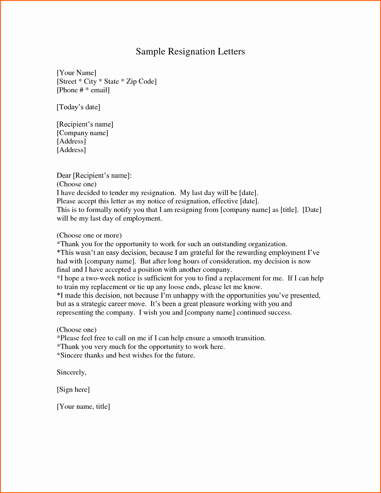 Template for Letter Of Resignation Awesome 8 Samples Of Resignation Letters Bud Template Letter