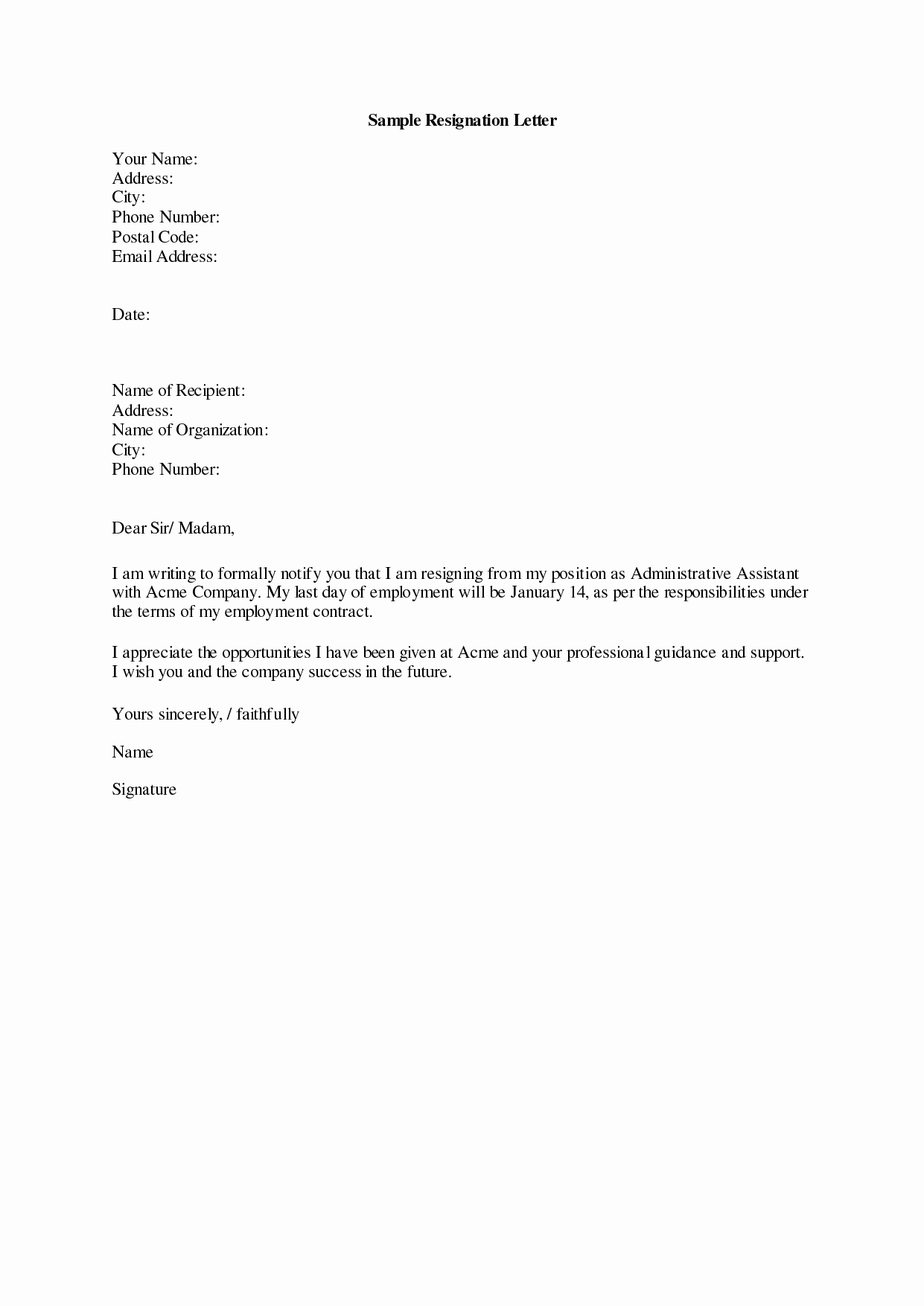 Template for Letter Of Resignation Best Of Dos and Don Ts for A Resignation Letter