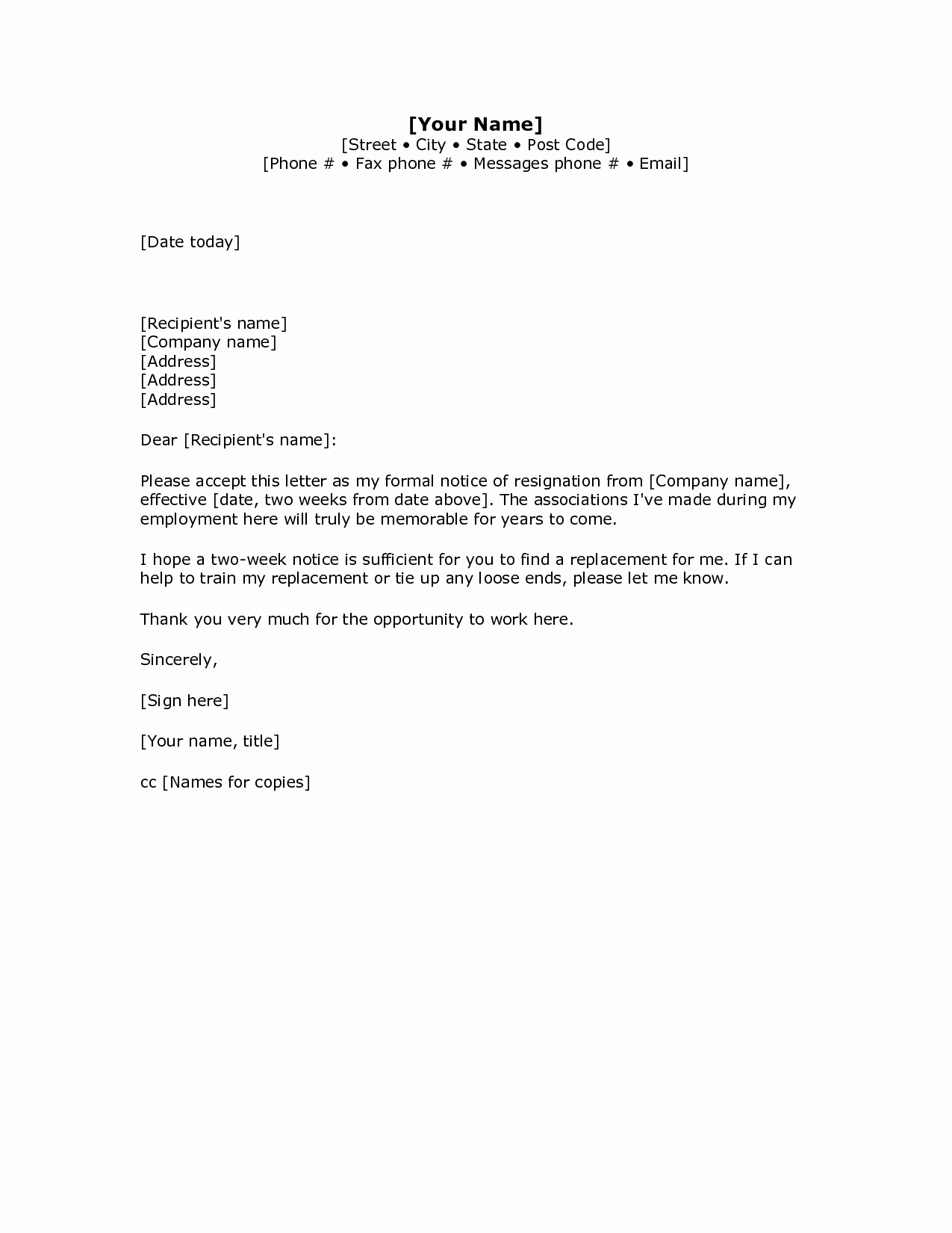 Template for Letter Of Resignation Elegant Two Weeks Notice Letter How to Write Guide &amp; Resignation