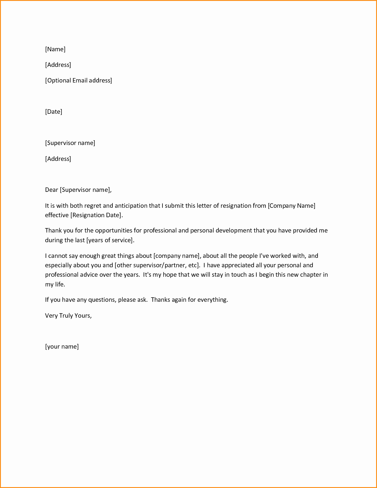 Template for Letter Of Resignation Unique 8 Great Resignation Letter