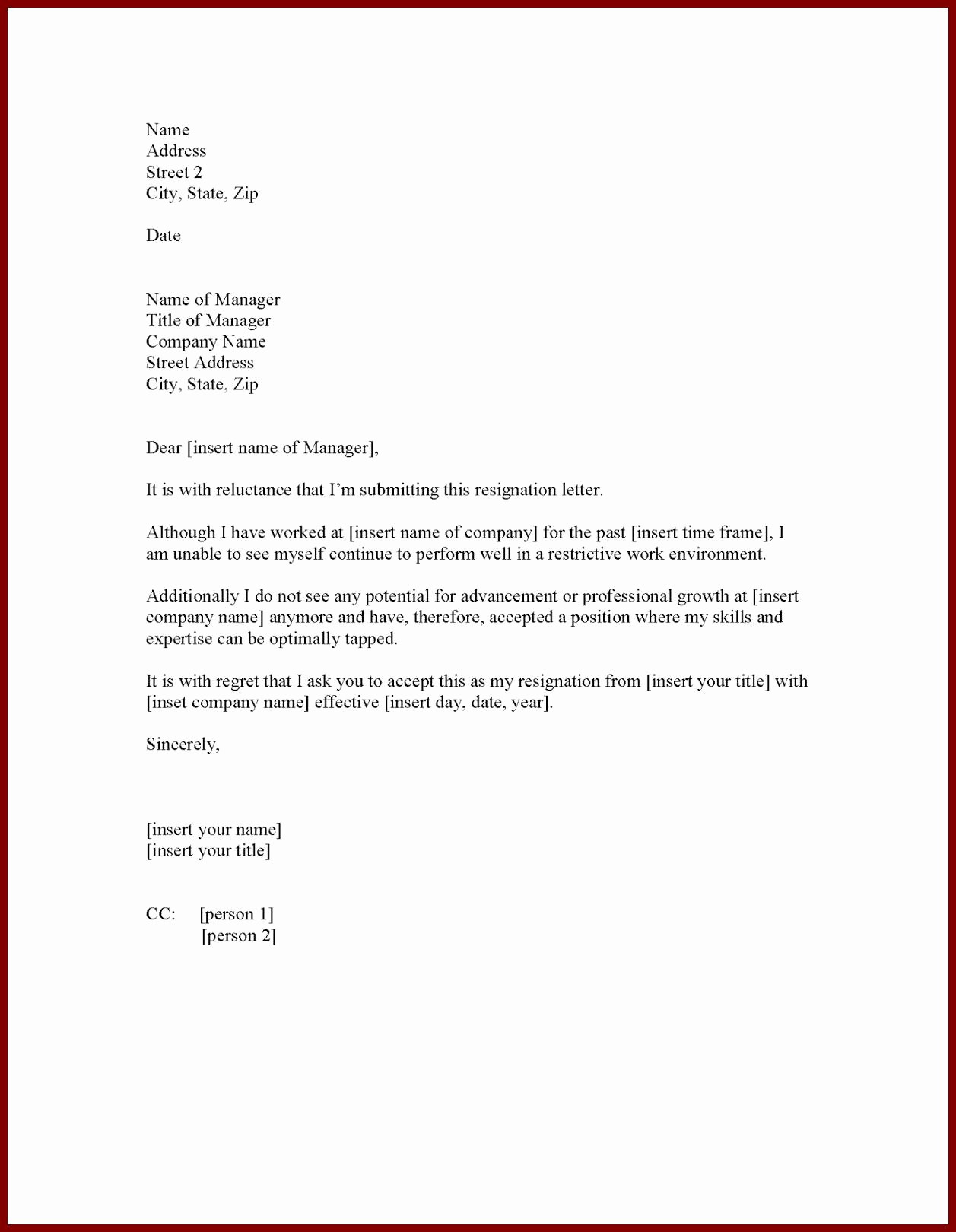Template for Letter Of Resignation Unique How to Write A Resignation Letter Template Free Word