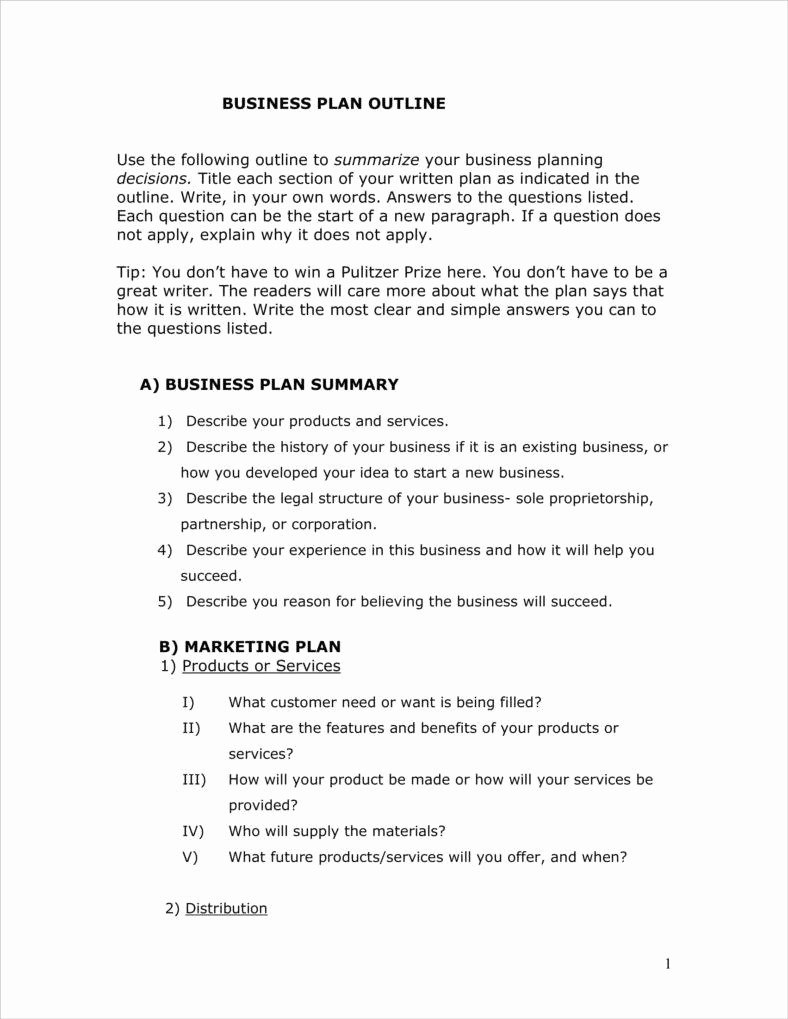 Template Of A Business Plan Inspirational 5 Business Plan Outline Templates Pdf