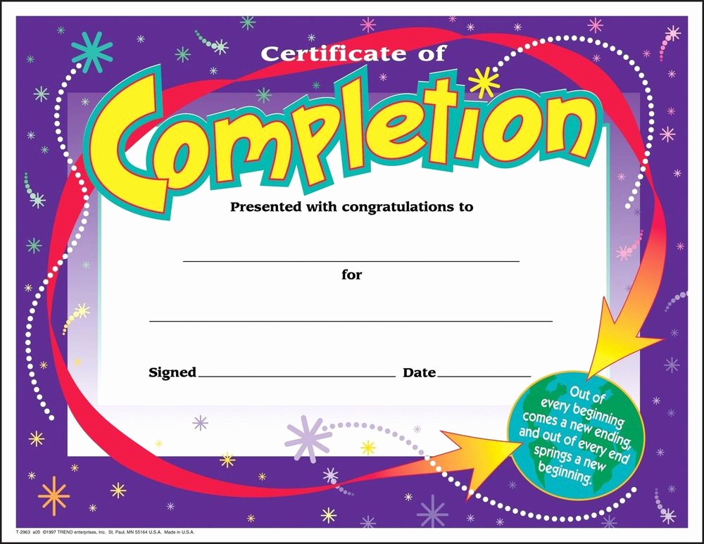 Templates for Certificates Of Completion Fresh 30 Certificates Of Pletion Large Certificate Award