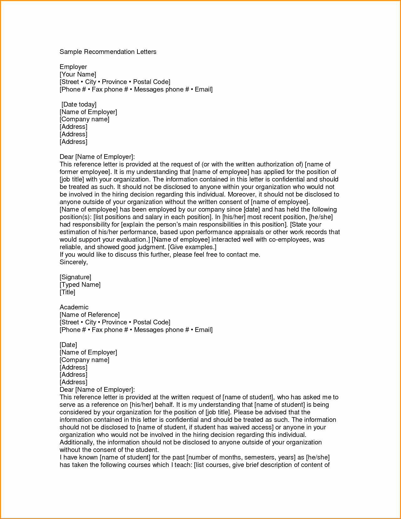 Templates for Letter Of Recommendation Awesome 11 Good Letter Of Re Mendation Example
